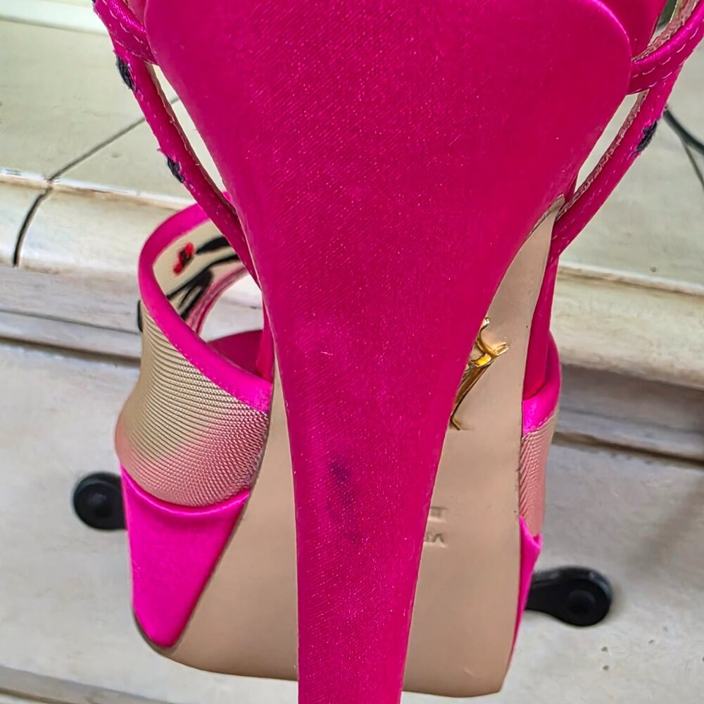 Charlotte Olympia "Paris" heels – Fuchsia satin, EU 37.5 (US 7.5) - Picture 9 of 16